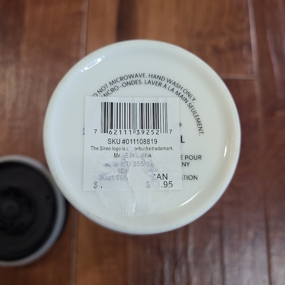 Starbucks Classic White Green Ceramic Tumbler Coffee Travel Mug Drinkware 12 OZ - Picture 6 of 7